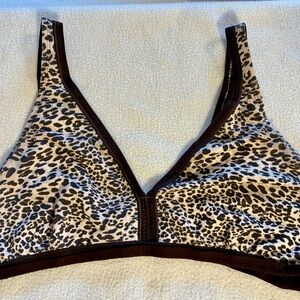 Vanity Fair Leopard Print Bralette EUC Sz XL Brown Tan Cream Bra Animal Print